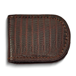Gentleman's Gifts Brown Leather Lizard Grain Magnetic Men's Gifts Money Clip